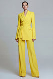 2 Piece Yellow Notched Lapel Slim Fit Prom Suits with Sash