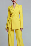 2 Piece Yellow Notched Lapel Slim Fit Prom Suits with Sash