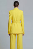 2 Piece Yellow Notched Lapel Slim Fit Prom Suits with Sash