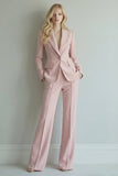 Pink Single 2 Piece Grey Breasted Peak Lapel Business Suits