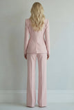 Pink Single 2 Piece Grey Breasted Peak Lapel Business Suits