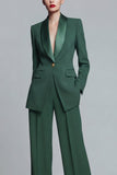 Dark Green 2 Piece Single Breasted Shawl Lapel Prom Suits