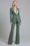 Shawl Lapel 2 Piece Grey Green Single Breasted Slim Fit Business Suits