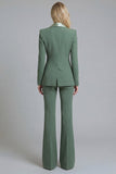 Shawl Lapel 2 Piece Grey Green Single Breasted Slim Fit Business Suits