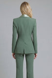 Shawl Lapel 2 Piece Grey Green Single Breasted Slim Fit Business Suits