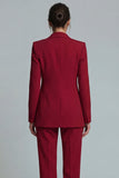 Single 2 Piece Burgundy Breasted Peak Lapel Prom Suits