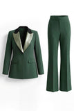 2 Piece Peak Lapel Dark Green Slim Fit Single Breasted Prom Suits