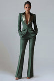 2 Piece Peak Lapel Dark Green Slim Fit Single Breasted Prom Suits