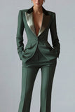 2 Piece Peak Lapel Dark Green Slim Fit Single Breasted Prom Suits