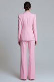 2 Piece Single Pink Breasted Slim Fit Peak Lapel Prom Suits
