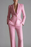 2 Piece Single Pink Breasted Slim Fit Peak Lapel Prom Suits
