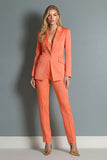 2 Piece Breasted Orange Single Notched Lapel Slim Fit Prom Suits