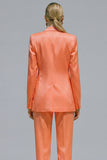 2 Piece Breasted Orange Single Notched Lapel Slim Fit Prom Suits