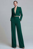 Dark Green 2 Piece Single Breasted Peak Lapel Prom Suits