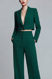 Dark Green 2 Piece Single Breasted Peak Lapel Prom Suits