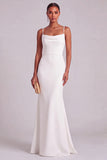 Ivory Mermaid Spaghetti Straps Floor Length Wedding Dress