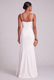 Ivory Mermaid Spaghetti Straps Floor Length Wedding Dress
