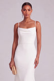 Ivory Mermaid Spaghetti Straps Floor Length Wedding Dress