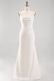 Ivory Mermaid Spaghetti Straps Floor Length Wedding Dress