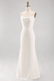 Ivory Mermaid Spaghetti Straps Floor Length Wedding Dress