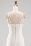 Ivory Mermaid Spaghetti Straps Floor Length Wedding Dress