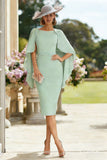 Dusty Rose Bodycon Midi Mother of the Bride Dress with Cape