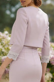 2 Piece Light Purple Midi Mother of the Bride Dress with Ruffles