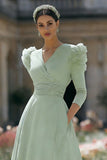 Mint Green V-Neck A Line Maxi Mother of the Bride Dress