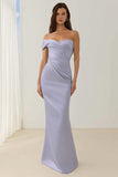 Lilac One Shoulder Mermaid Ruched Long Bridesmaid Dress