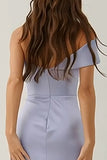 Lilac One Shoulder Mermaid Ruched Long Bridesmaid Dress