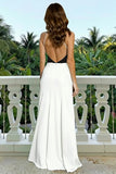 Black and White Cut Out High Neck Backless Long Formal Dress
