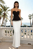 Sparkly Black and White Beaded Sweetheart Mermaid Long Formal Dress