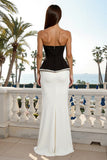 Sparkly Black and White Beaded Sweetheart Mermaid Long Formal Dress