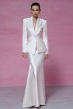Ivory 2 Piece Peak Lapel Mermaid Long Sleeves Business Suits