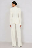 Ivory 2 Piece Peak Lapel Long Business Suits with Sleeves