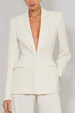 Ivory 2 Piece Peak Lapel Long Business Suits with Sleeves