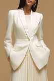 2 Piece Ivory Single Breasted Long Business Suits