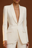 Ivory 2 Piece Shawl Lapel Single Breasted Business Suits