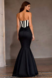 Black Mermaid Sweetheart Ruched Long Corset Prom Dress