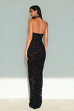 Black Halter Neck Backless Sheath Long Wedding Guest Dress