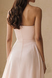 Light Pink Tiered A Line Ruffled Long Wedding Guest Dress