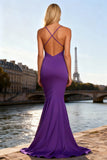 Purple Chiffon Mermaid Long Prom Dress with Keyhole