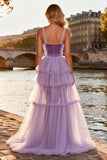 Sparkly Purple Velvet Ruffled Beaded Long Prom Dress with Cape