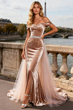 Sparkly Champagne Corset Beaded Velvet Long Prom Dress with Cape