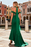 Sparkly Dark Green Beaded Mermaid Long Corset Prom Dress