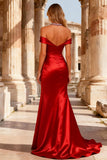 Sparkly Red Mermaid Beaded Halter Neck Long Prom Dress with Slit