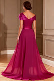 Fuchsia Asymmetrical Neck Mother of the Bride Jumpsuits with Cape