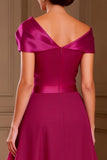 Fuchsia Asymmetrical Neck Mother of the Bride Jumpsuits with Cape