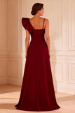 Burgundy A Line Long Mother of the Bride Dress with Ruffles
