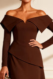 Chocolate A-Line Midi Mother of the Bride Dress with Slit